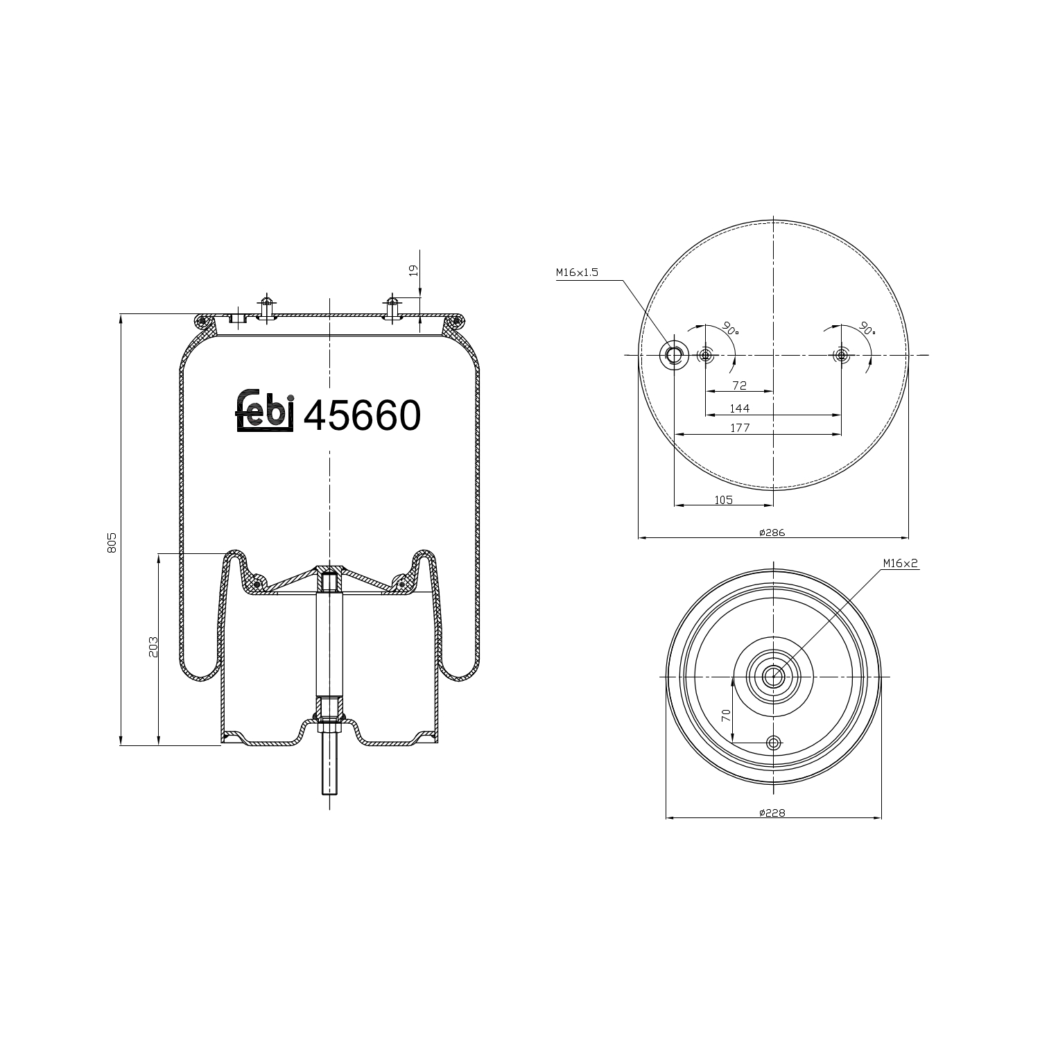 Febi Bilstein 1x 45660 Luftfederbalg mit Stahlkolben