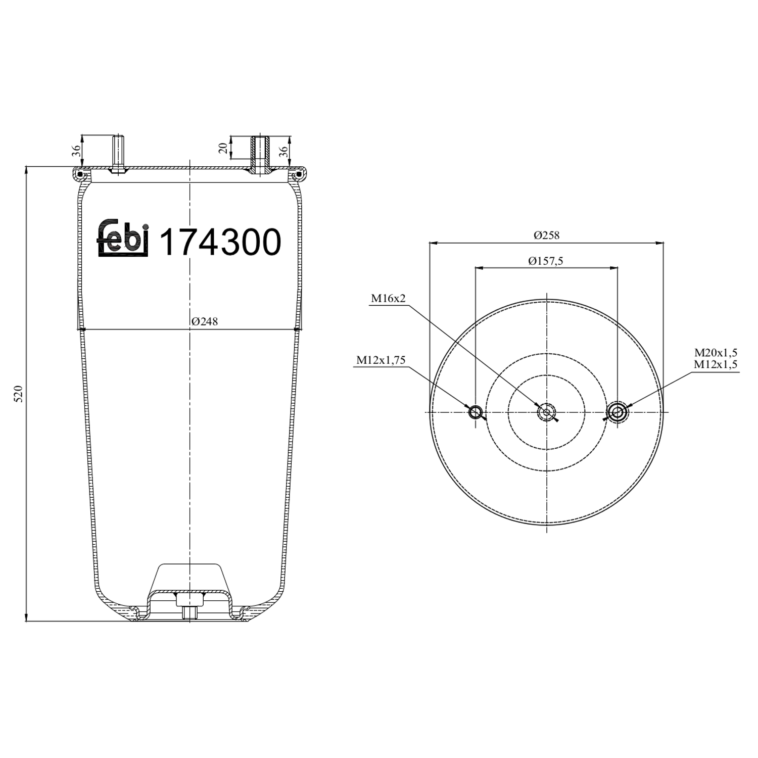 Febi Bilstein 174301 Luftfederbalg ohne Kolben, 1 Stück