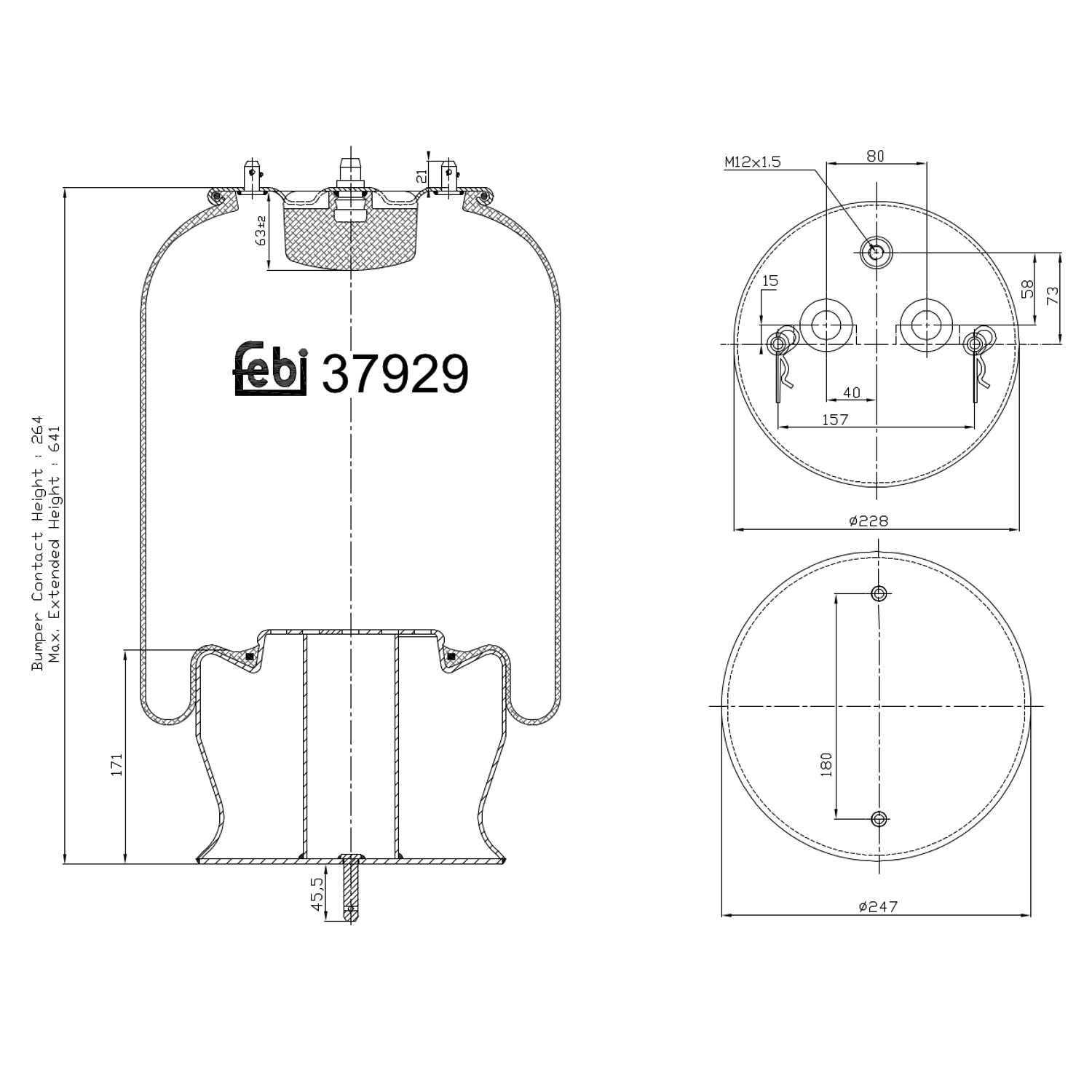 Febi Bilstein 37929 Luftfederbalg mit Stahlkolben , 1 Stück