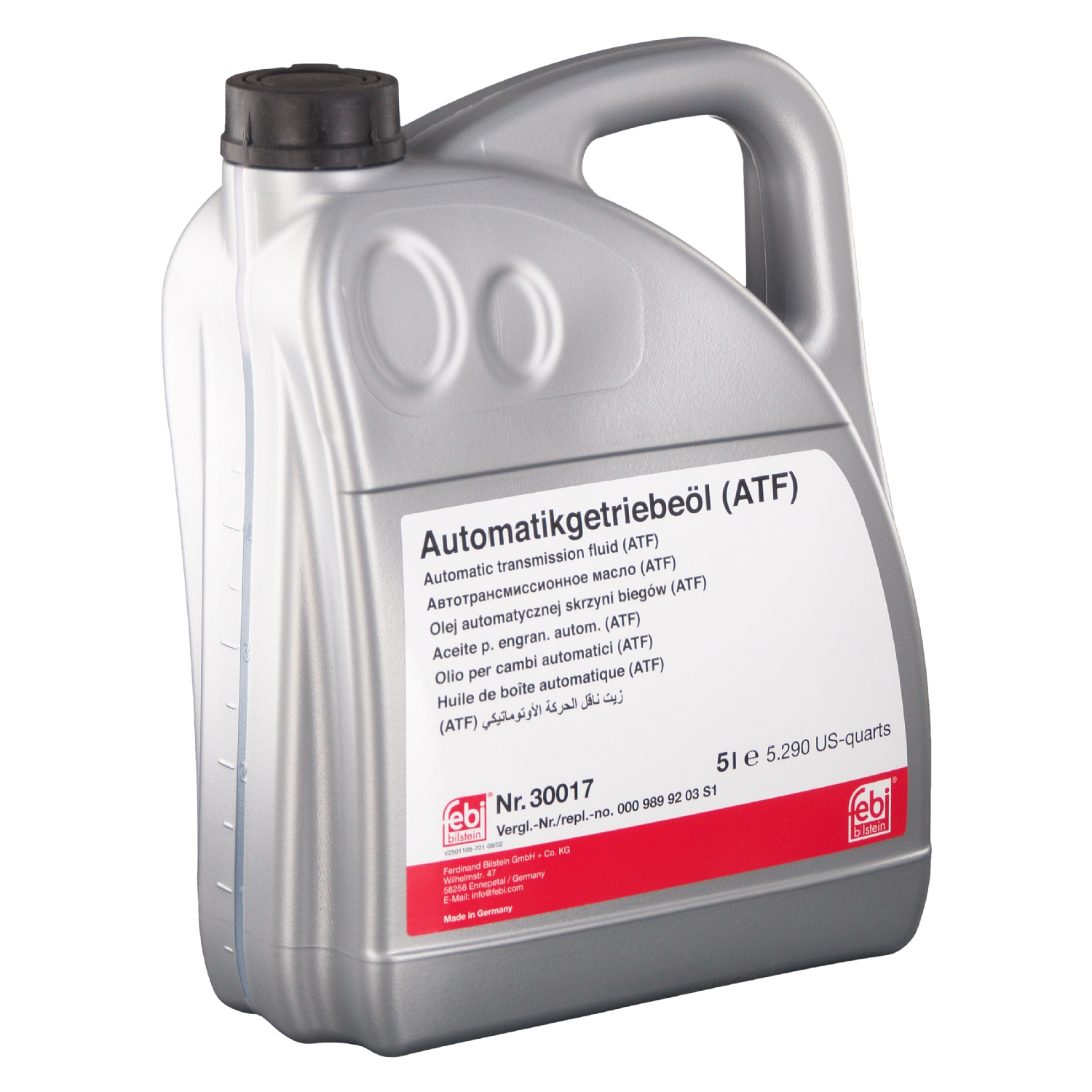 Febi Bilstein 30017 Automatikgetriebeöl (ATF) in automatischen Getrieben, Wandlern und Hydrolenkungen , 5 Liter