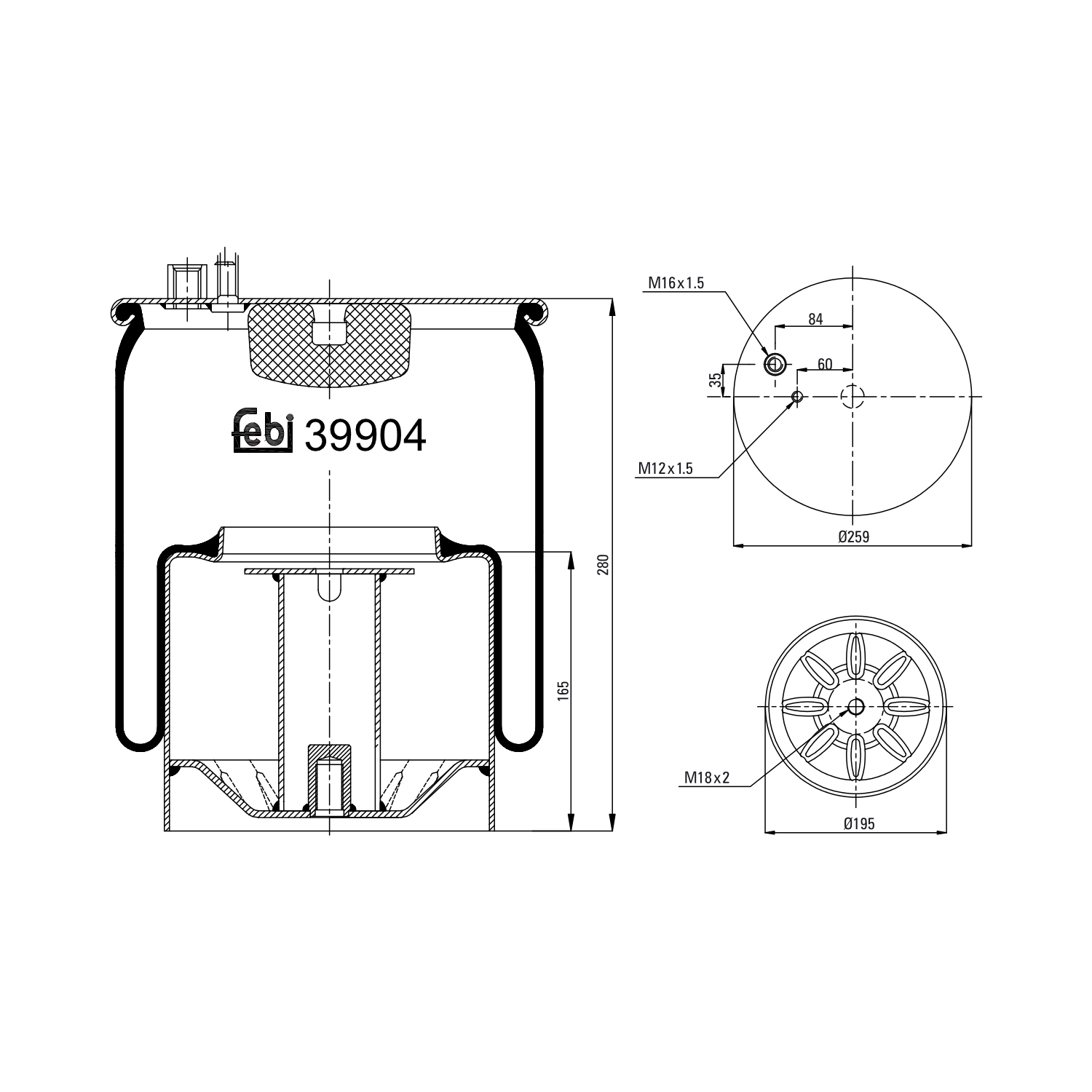 Febi Bilstein 1x 39904 Luftfederbalg mit Stahlkolben