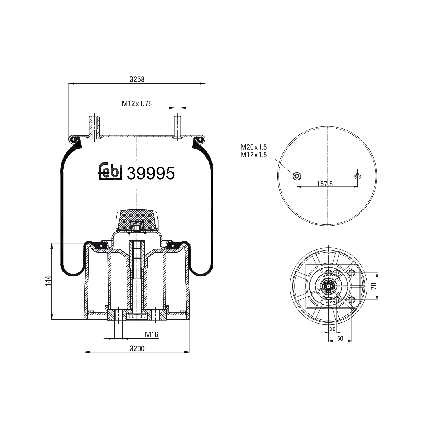 Febi Bilstein 39995 Luftfederbalg mit Kunststoffkolben , 1 Stück