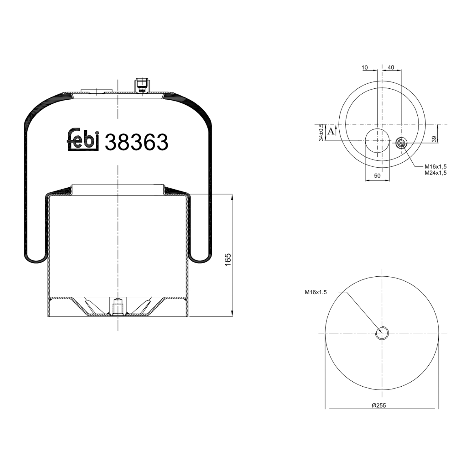 Febi Bilstein 38363 Luftfederbalg mit Stahlkolben , 1 Stück