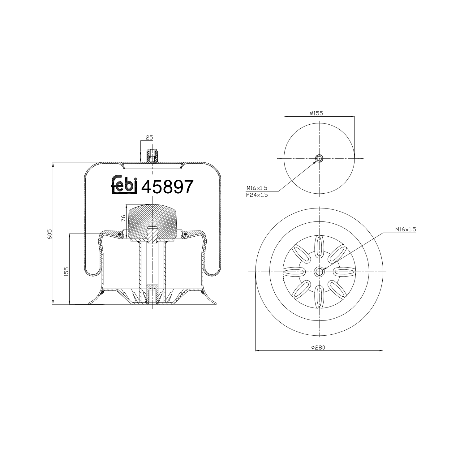 Febi Bilstein 1x 45897 Luftfederbalg mit Stahlkolben