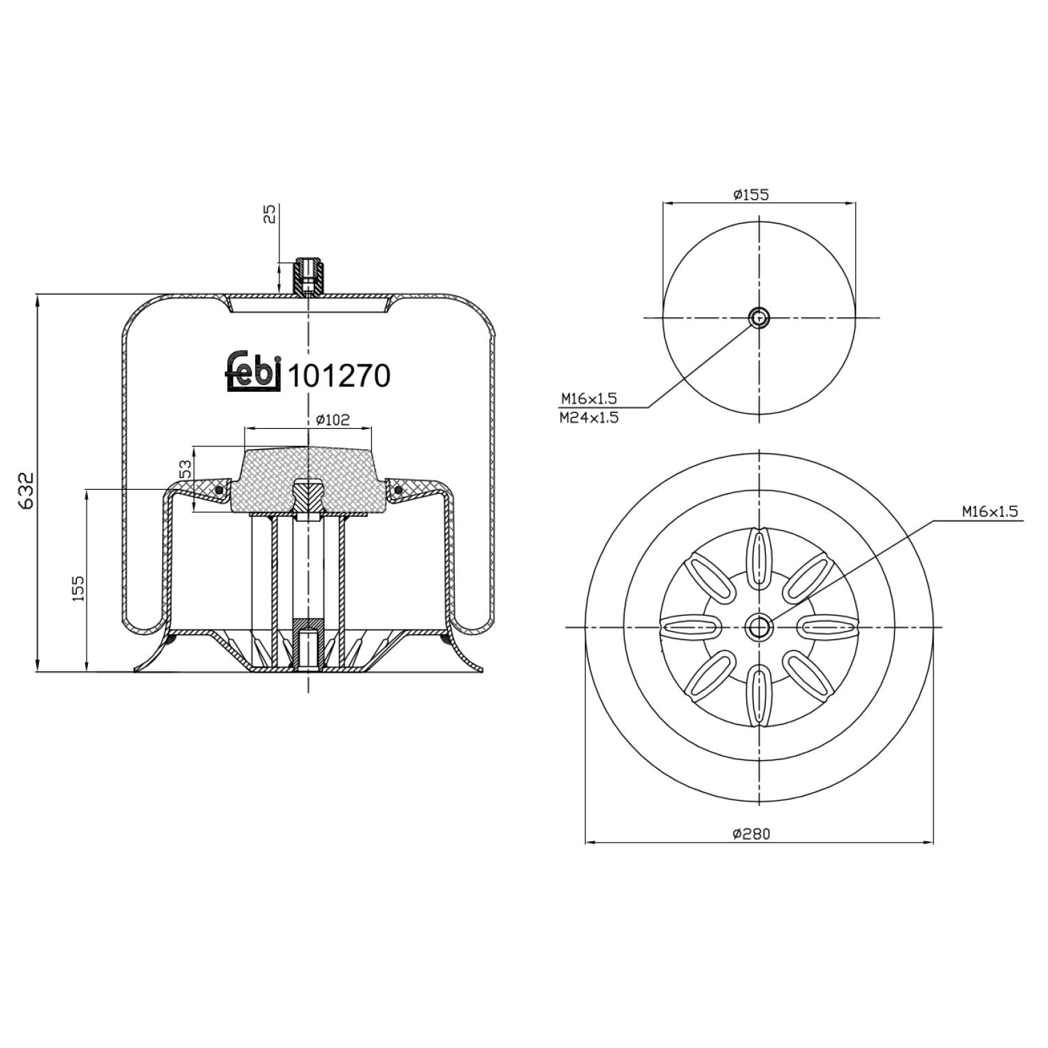 Febi Bilstein 1x 101270 Luftfederbalg mit Stahlkolben