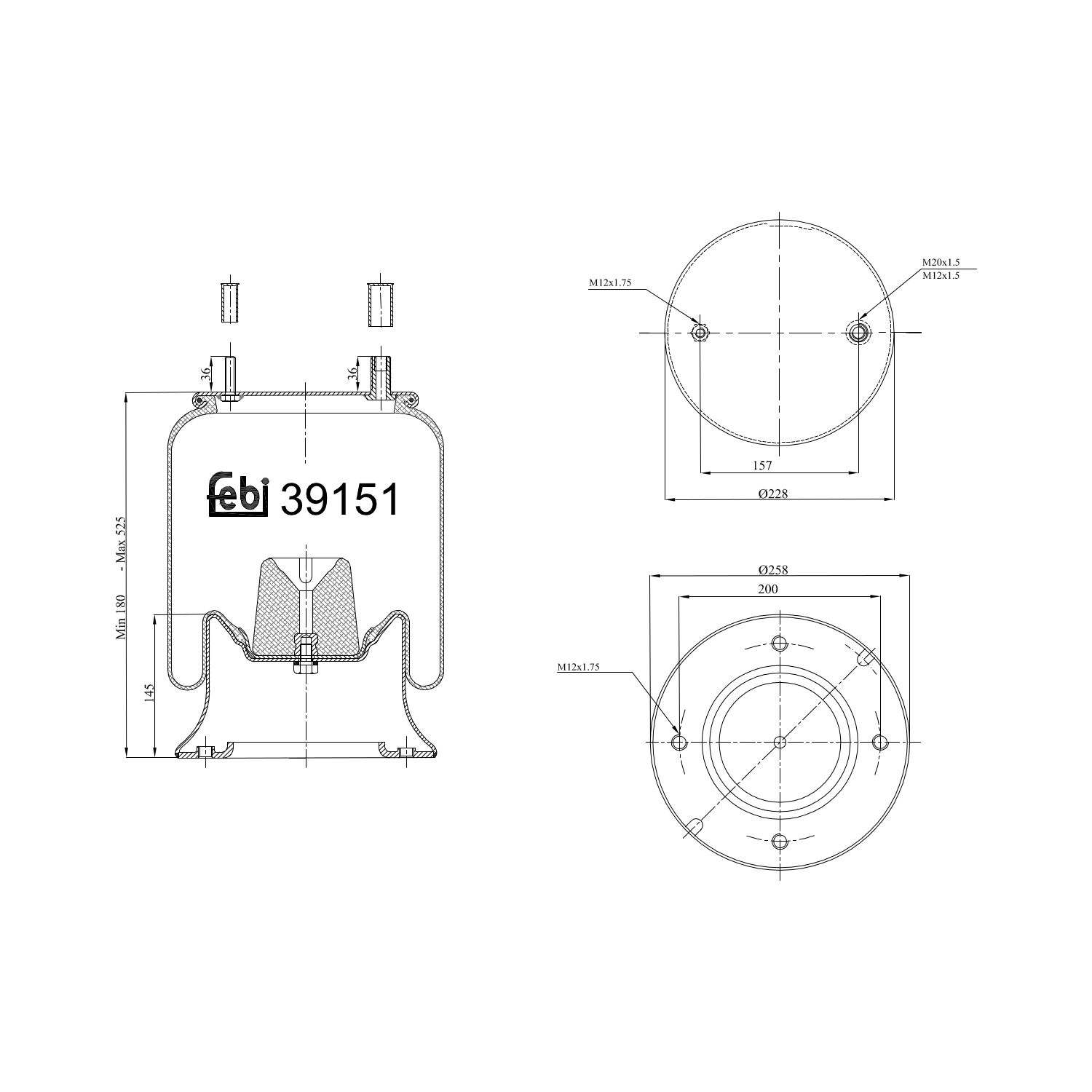 Febi Bilstein 39151 Luftfederbalg mit Stahlkolben , 1 Stück