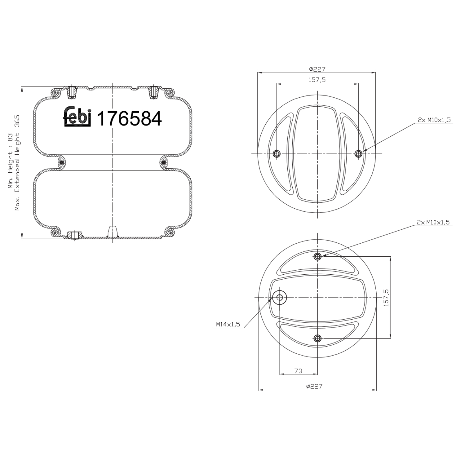 Febi Bilstein 1x 176581 Luftfederbalg für Liftachse