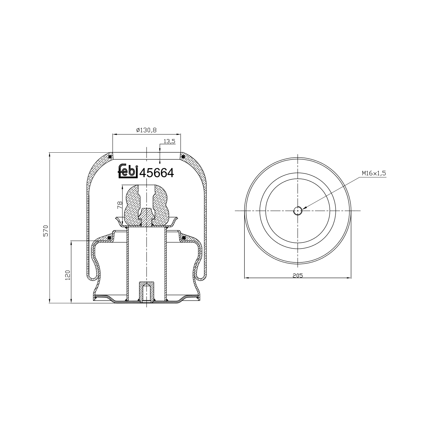 Febi Bilstein 1x 45664 Luftfederbalg mit Stahlkolben