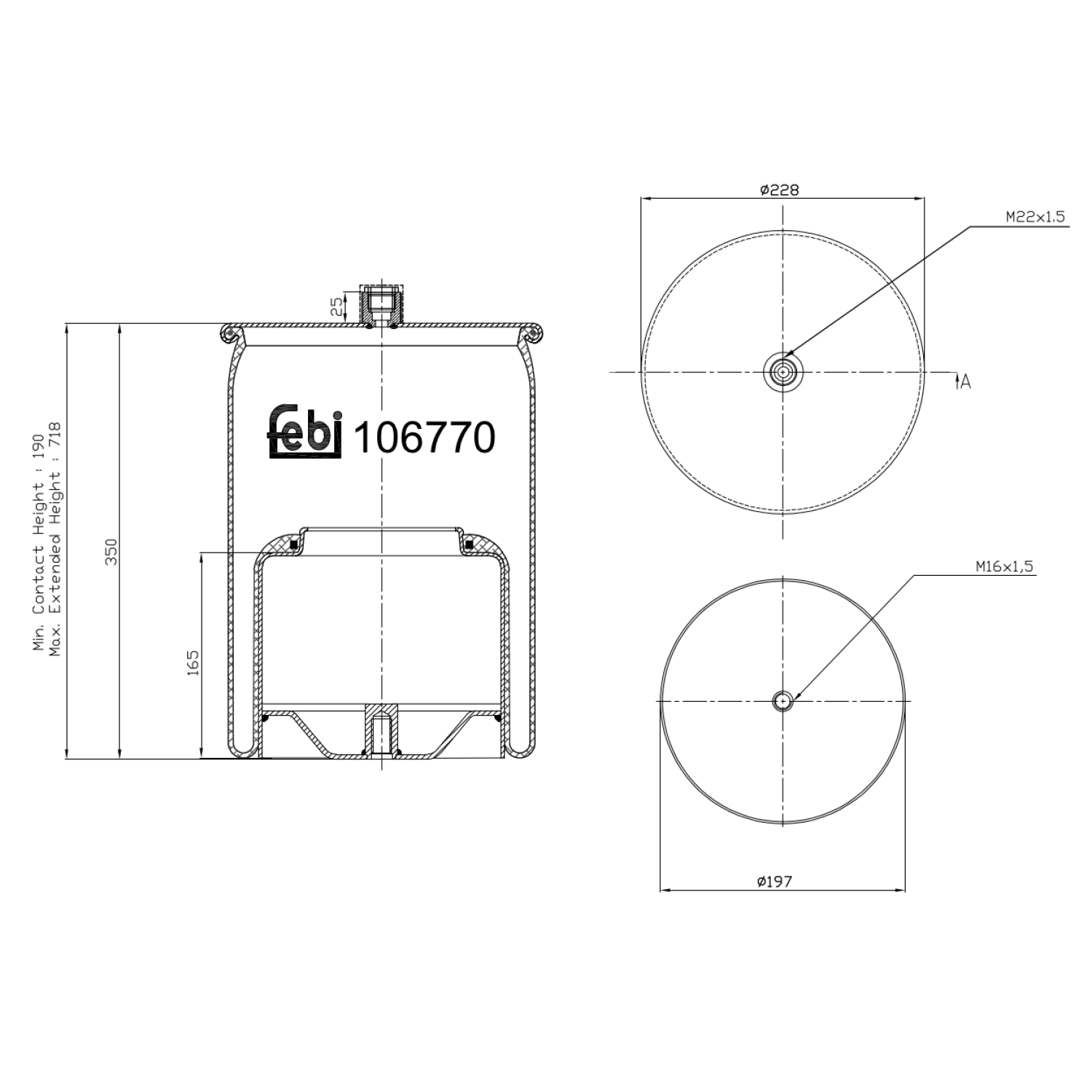 Febi Bilstein 1x 106770 Luftfederbalg mit Stahlkolben