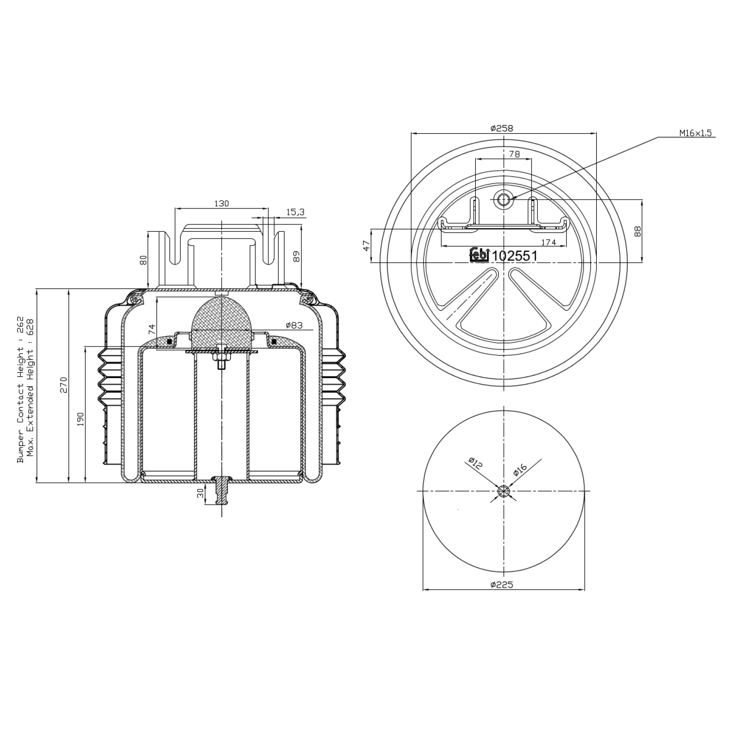 Febi Bilstein 102551 Luftfederbalg mit Isolierhaube , 1 Stück