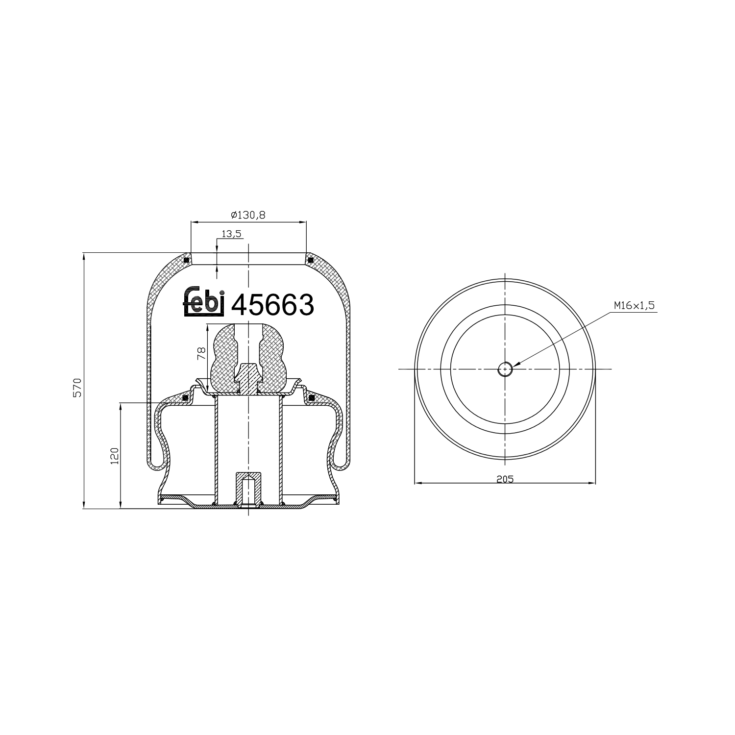 Febi Bilstein 1x 45663 Luftfederbalg mit Stahlkolben