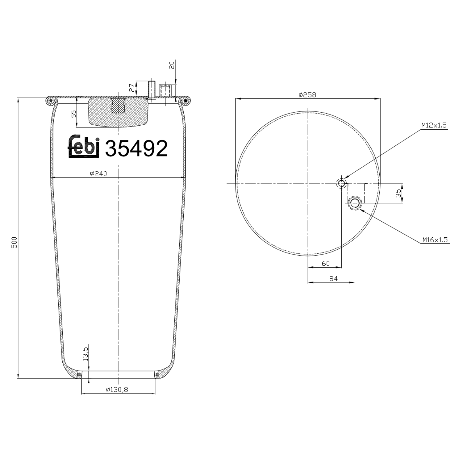 Febi Bilstein 35492 Luftfederbalg ohne Kolben , 1 Stück