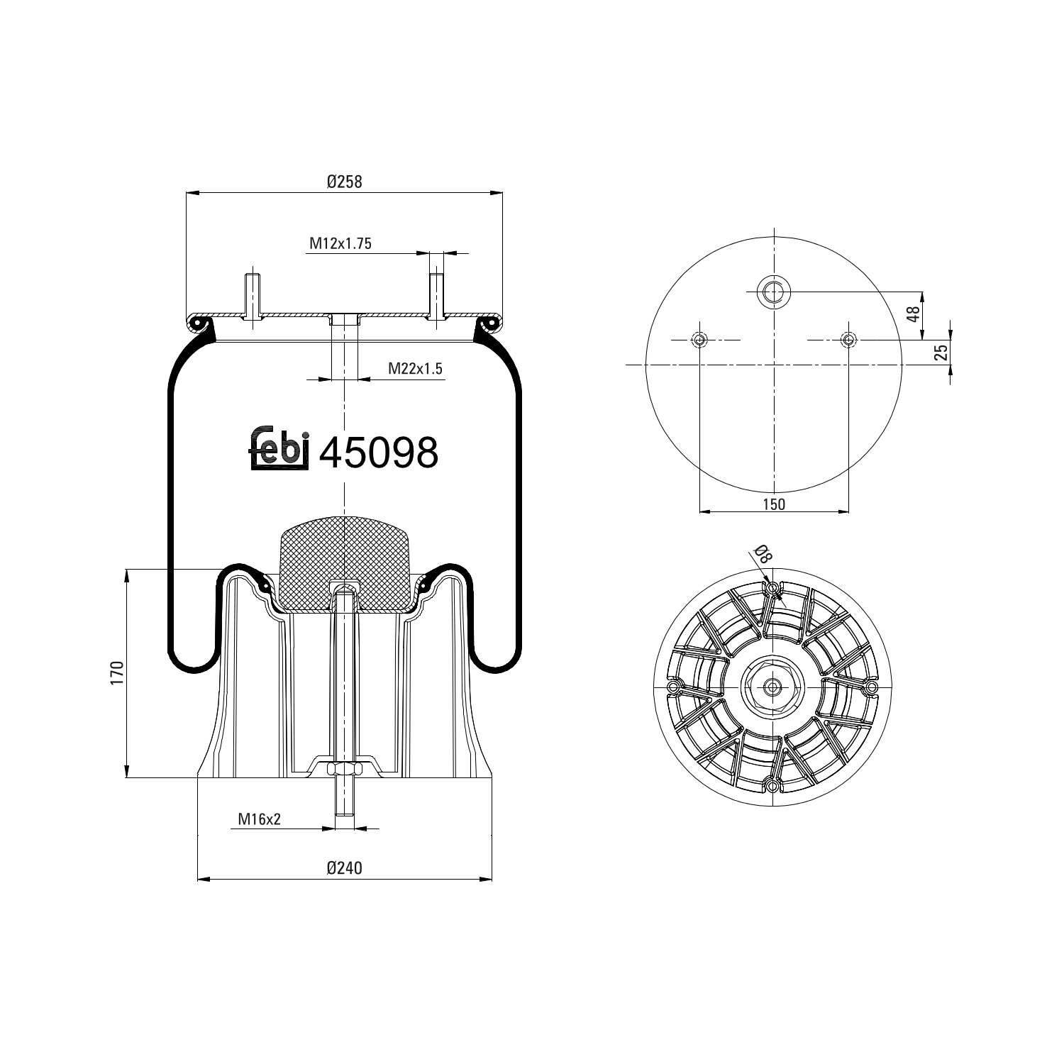 Febi Bilstein 45098 Luftfederbalg mit Kunststoffkolben , 1 Stück