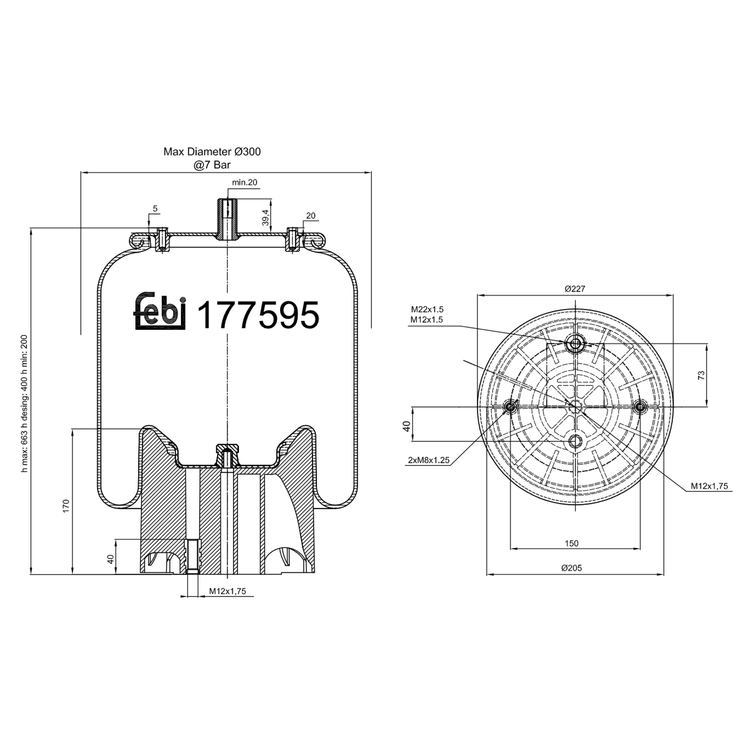 Federbalg, Luftfederung FEBI BILSTEIN 177595 für SCHMITZ CARGOBULL