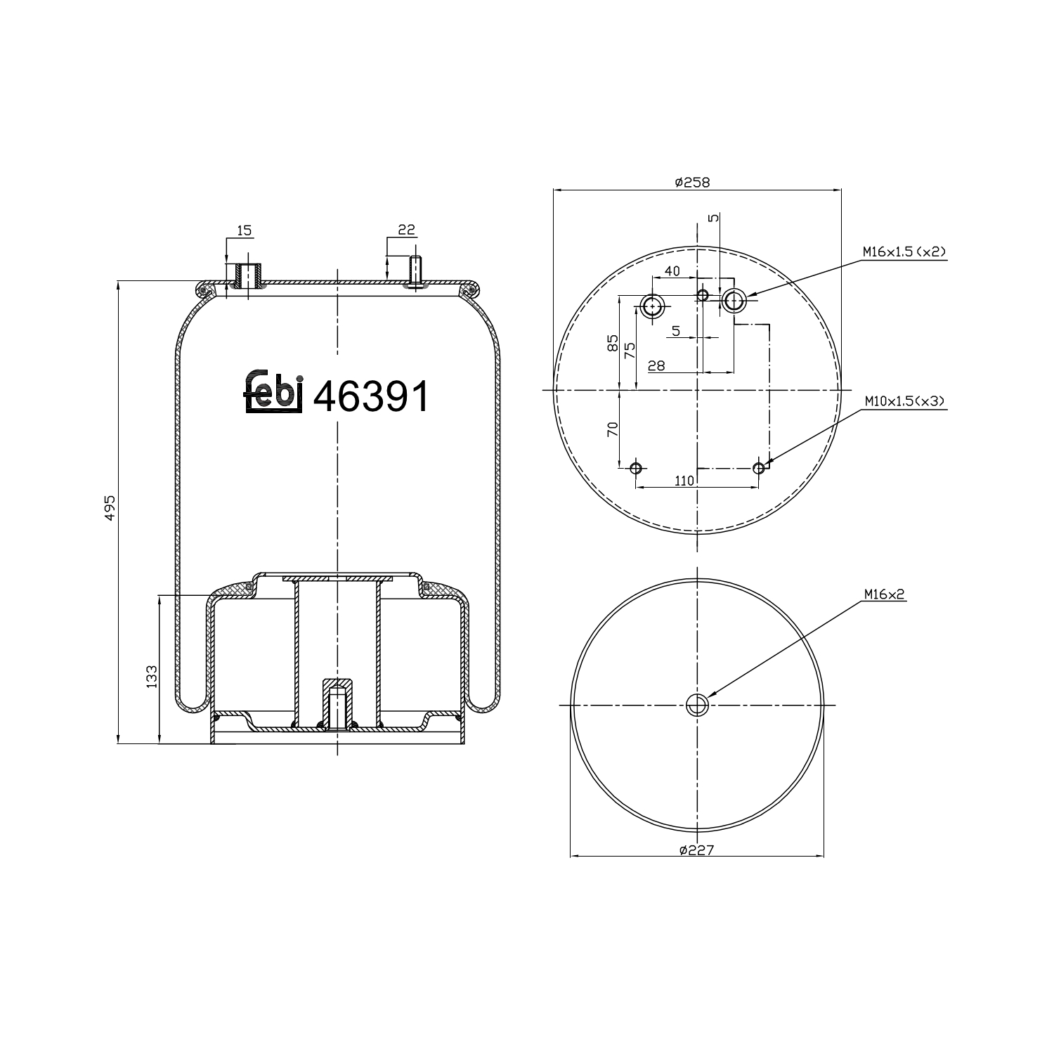 Febi Bilstein 46391 Luftfederbalg mit Stahlkolben , 1 Stück