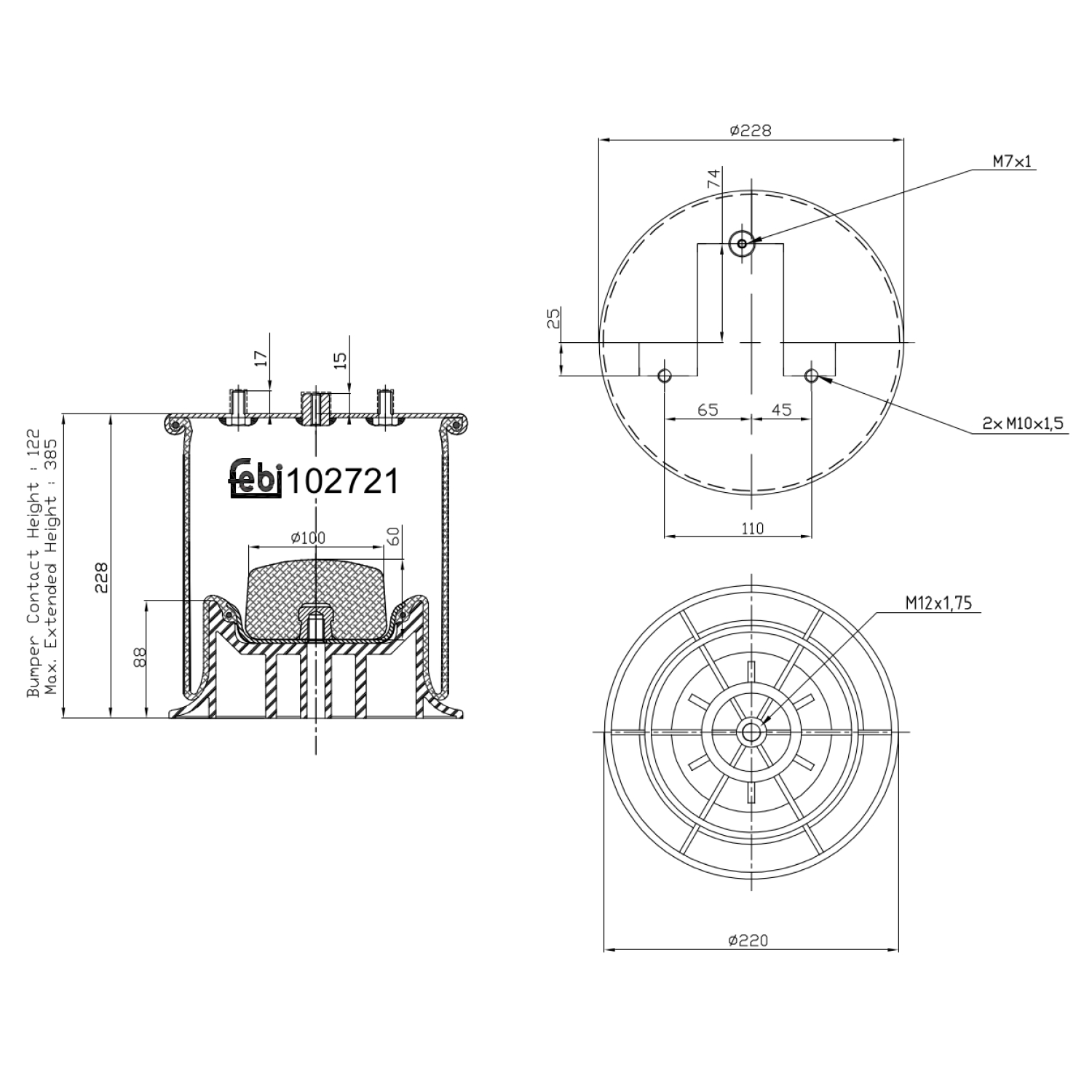 Febi Bilstein 102721 Luftfederbalg mit Kunststoffkolben , 1 Stück