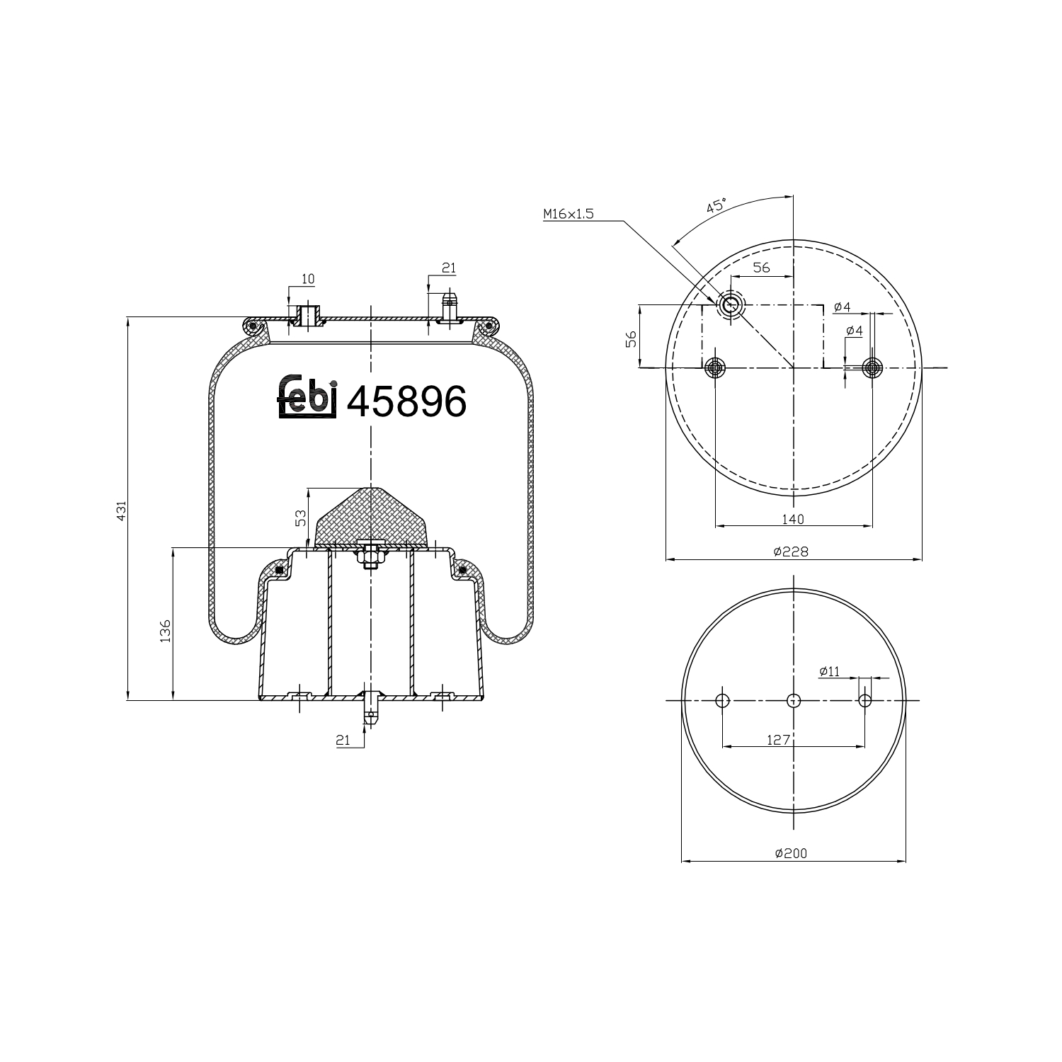 Febi Bilstein 1x 45896 Luftfederbalg mit Stahlkolben