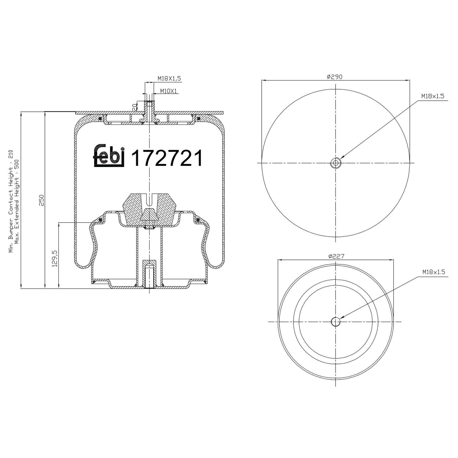 Febi Bilstein 172721 Luftfederbalg mit Stahlkolben, 1 Stück