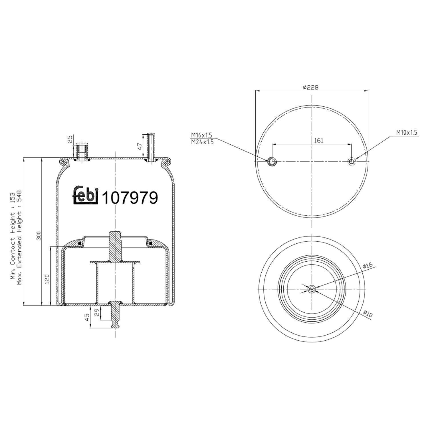 Febi Bilstein 1x 107979 Luftfederbalg mit Stahlkolben