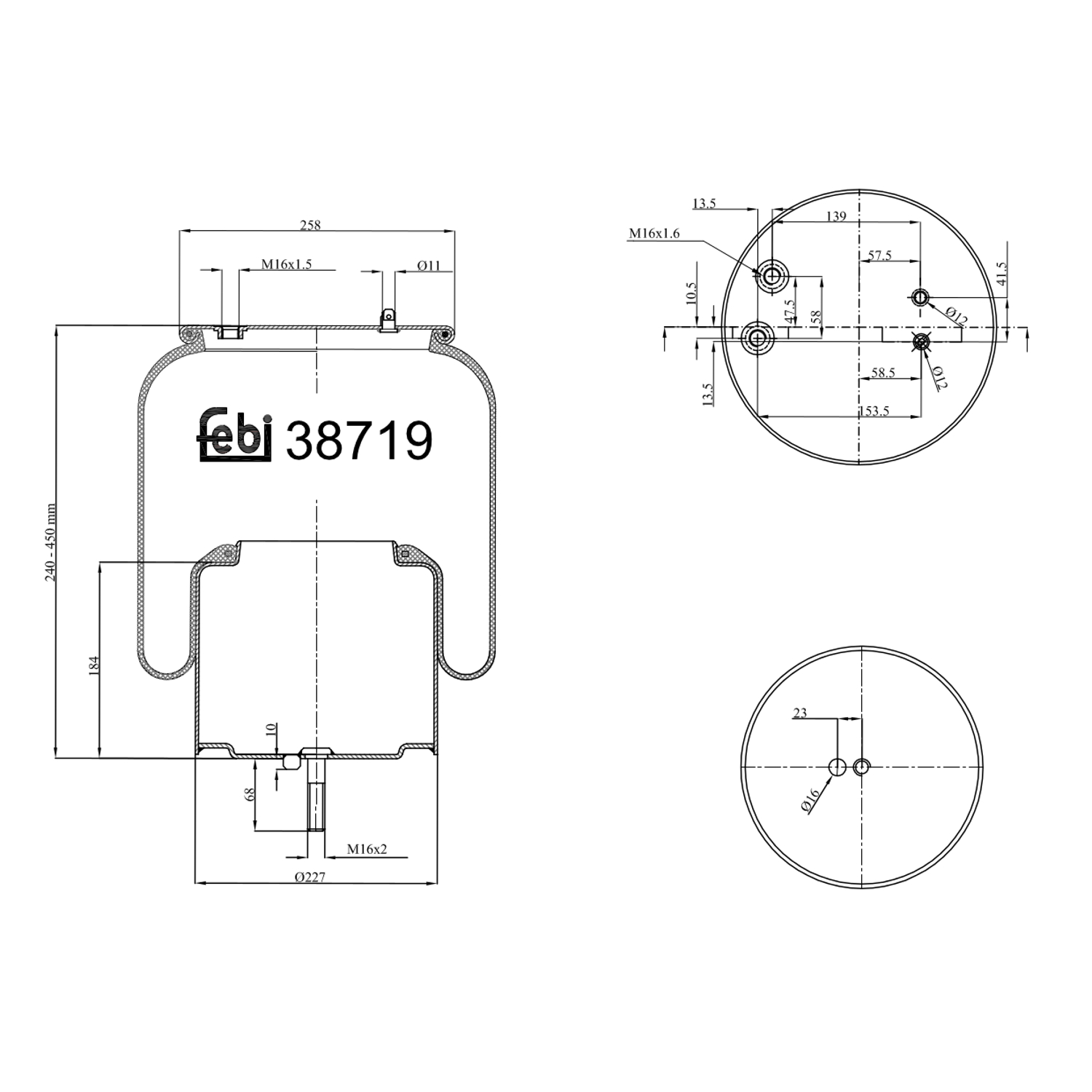 Febi Bilstein 38719 Luftfederbalg mit Stahlkolben und Kolbenstange , 1 Stück