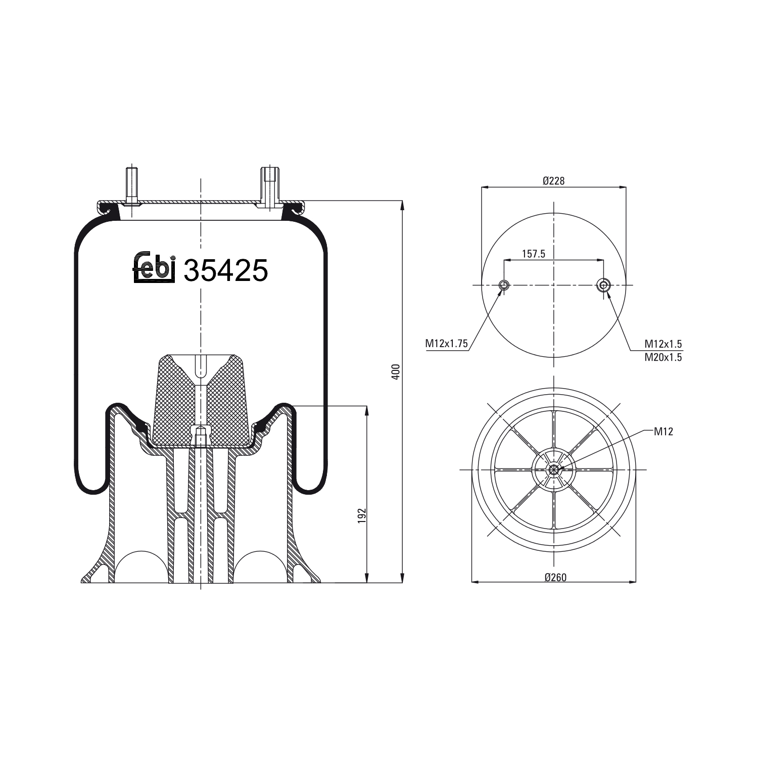 Febi Bilstein 39425 Luftfederbalg mit Kunststoffkolben , 1 Stück