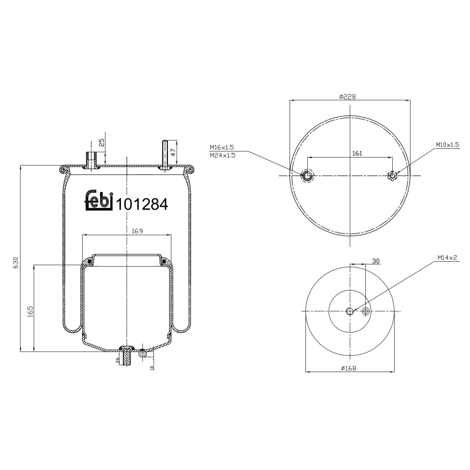 Febi Bilstein 1x 101284 Luftfederbalg mit Stahlkolben