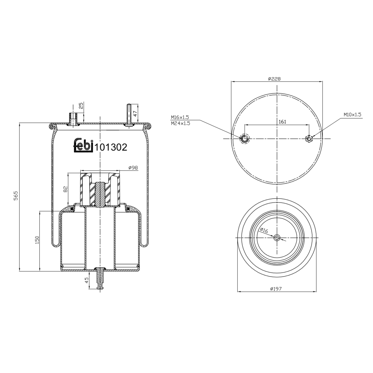 Febi Bilstein 1x 101314 Luftfederbalg ohne Kolben