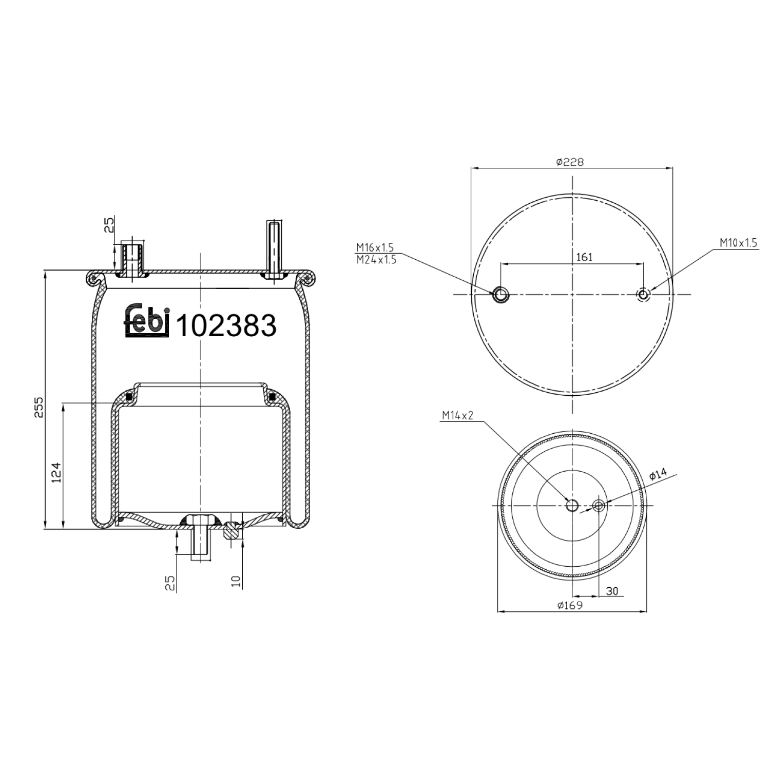 Febi Bilstein 102383 Luftfederbalg mit Stahlkolben , 1 Stück