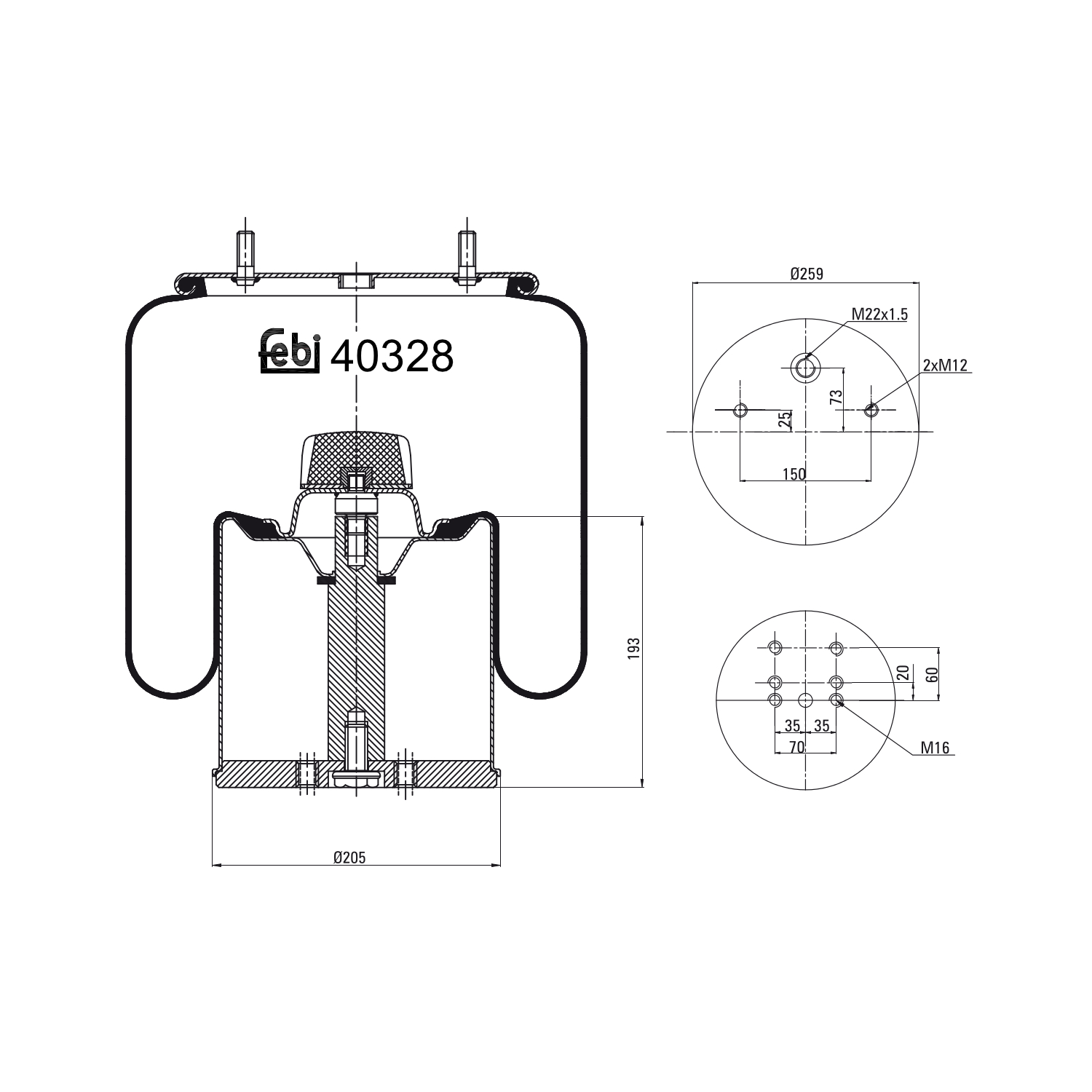 Febi Bilstein 40328 Luftfederbalg mit Stahlkolben, 1 Stück