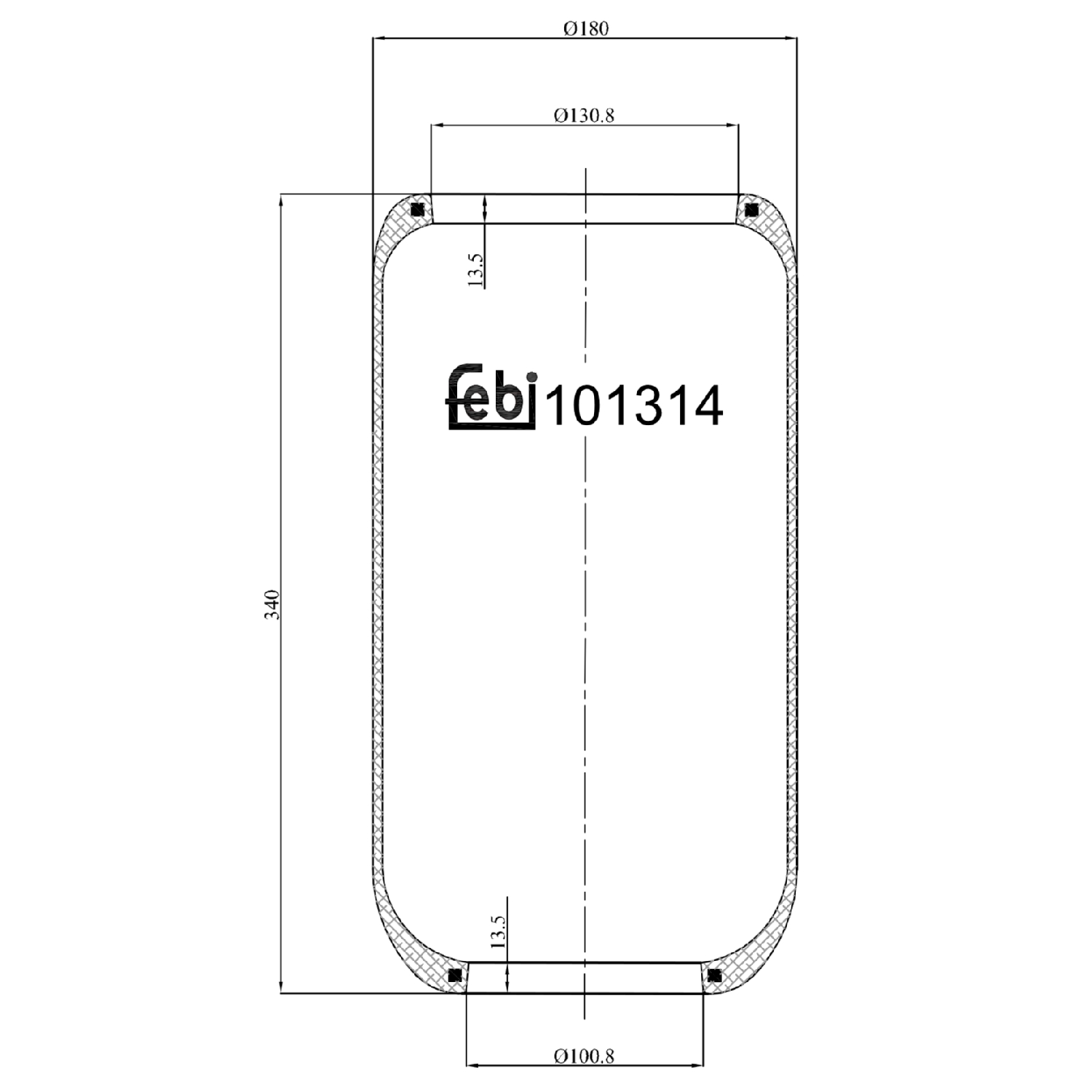 Febi Bilstein 1x 101314 Luftfederbalg ohne Kolben