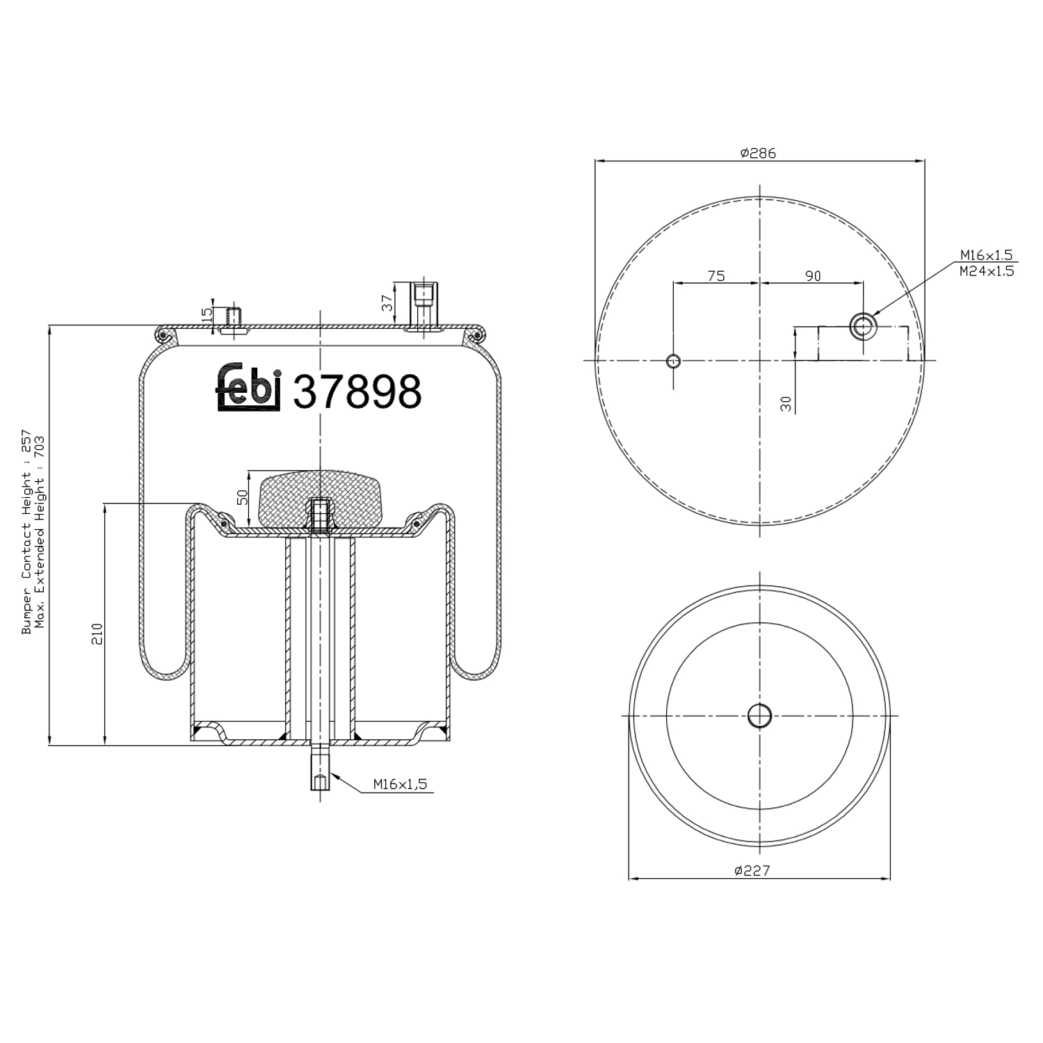 Febi Bilstein 37898 Luftfederbalg mit Stahlkolben , 1 Stück