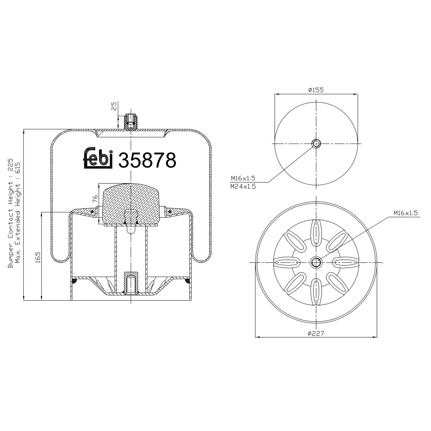 Febi Bilstein 35878 Luftfederbalg mit Stahlkolben , 1 Stück