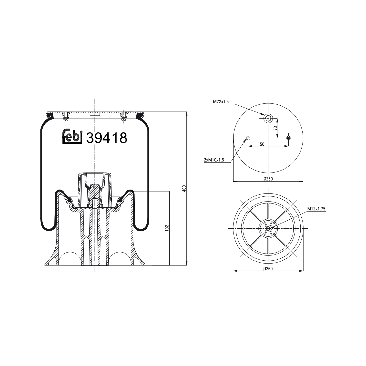 Febi Bilstein 39418 Luftfederbalg mit Kunststoffkolben , 1 Stück