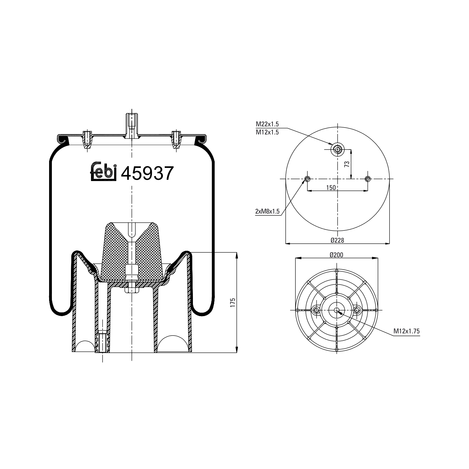 Febi Bilstein 45937 Luftfederbalg mit Kunststoffkolben , 1 Stück