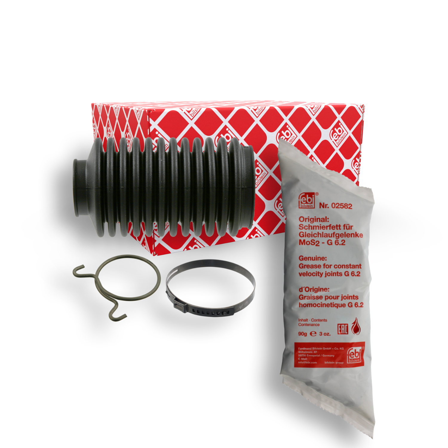 FEBI BILSTEIN Faltenbalgsatz, Lenkung 08498 f&uuml;r PORSCHE SEAT VW, Vorderachse